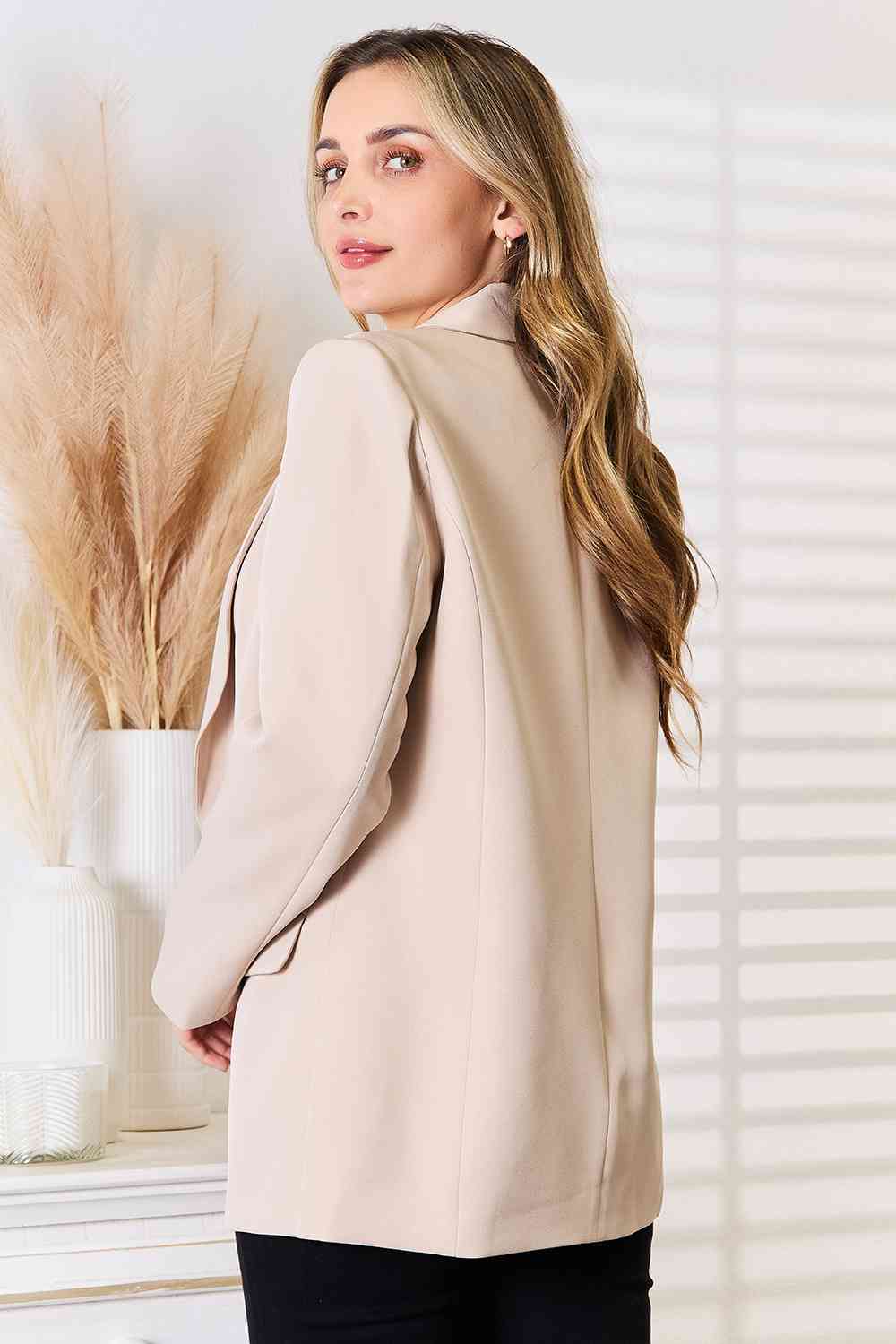 Light Gray Double Take Shawl Collar Long Sleeve Blazer