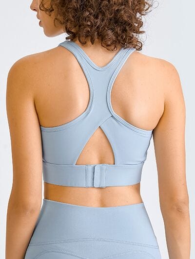 Gray Double Take Square Neck Racerback Cropped Tank