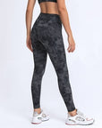 Dark Slate Gray Double Take Wide Waistband Leggings with Pockets