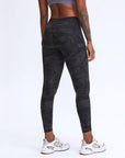 Dark Slate Gray Double Take Wide Waistband Leggings with Pockets