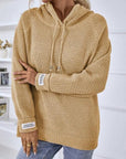 Rosy Brown Drawstring Long Sleeve Hooded Sweater