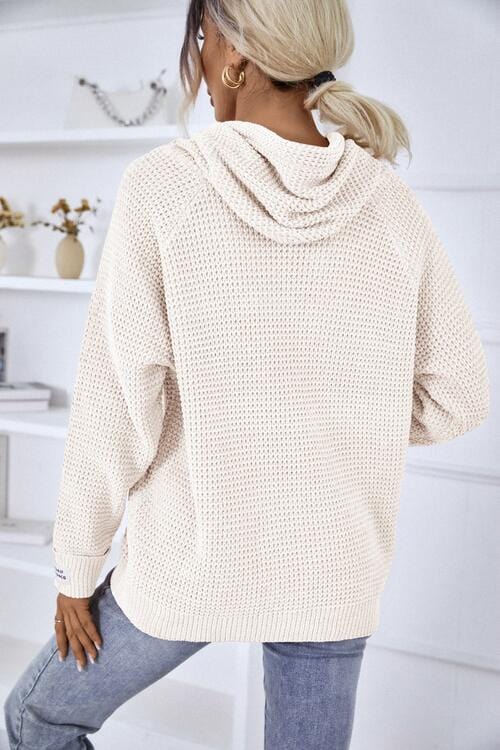 Light Gray Drawstring Long Sleeve Hooded Sweater