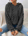 Dark Slate Gray Drawstring Long Sleeve Hoodie