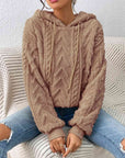 Rosy Brown Drawstring Long Sleeve Hoodie