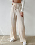 Gray Drawstring Wide Leg Pants