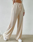 Gray Drawstring Wide Leg Pants