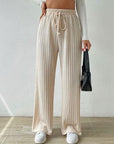 Gray Drawstring Wide Leg Pants