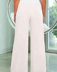 Light Gray Drawstring Wide Leg Pants with Pockets