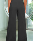 Dark Slate Gray Drawstring Wide Leg Pants with Pockets