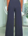 Dark Slate Gray Drawstring Wide Leg Pants with Pockets