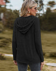 Dark Slate Gray Dropped Shoulder Hooded Blouse