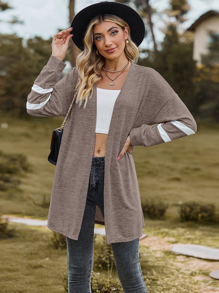 Dim Gray Dropped Shoulder Hooded Blouse