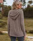 Dim Gray Dropped Shoulder Hooded Blouse