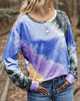 Light Slate Gray Printed Round Neck Long Sleeve T-Shirt