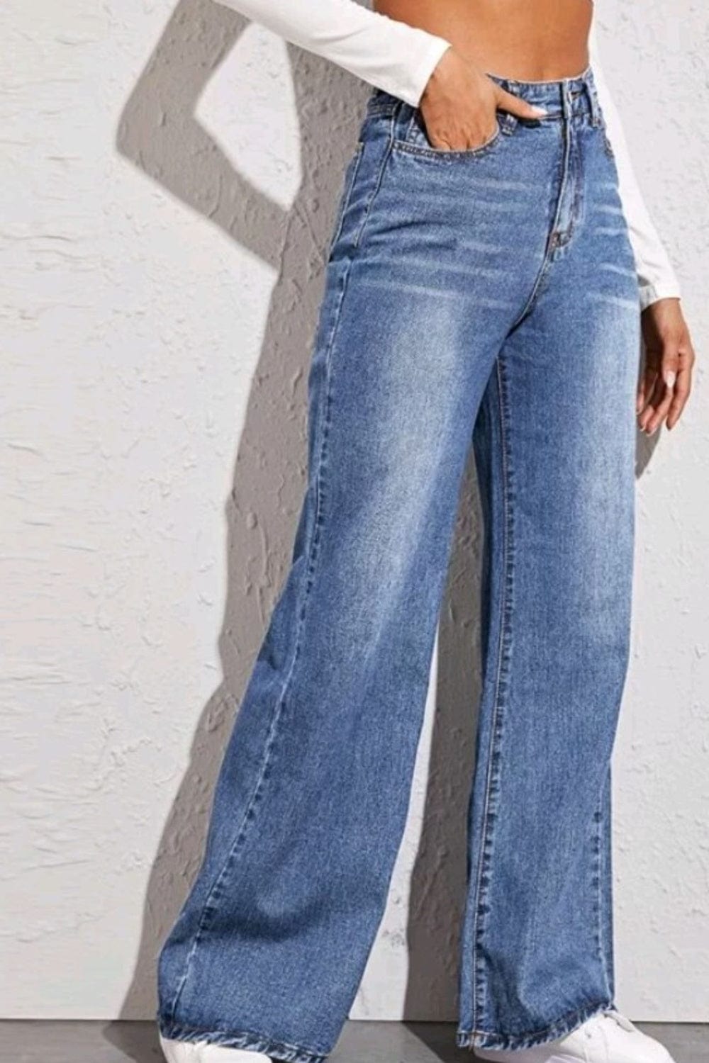 Gray High Waist Wide Leg Jeans