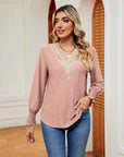 Gray Contrast Flounce Sleeve Blouse