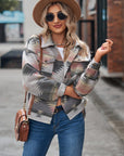 Light Slate Gray Printed Collared Neck Jacket