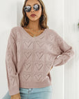 Light Gray V-Neck Drop Shoulder Sweater