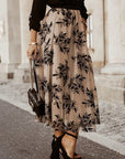 Dark Gray Embroidered High Waist Maxi Skirt