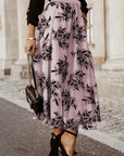 Dark Gray Embroidered High Waist Maxi Skirt