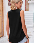 Black Eyelet V-Neck Wide Strap Tank