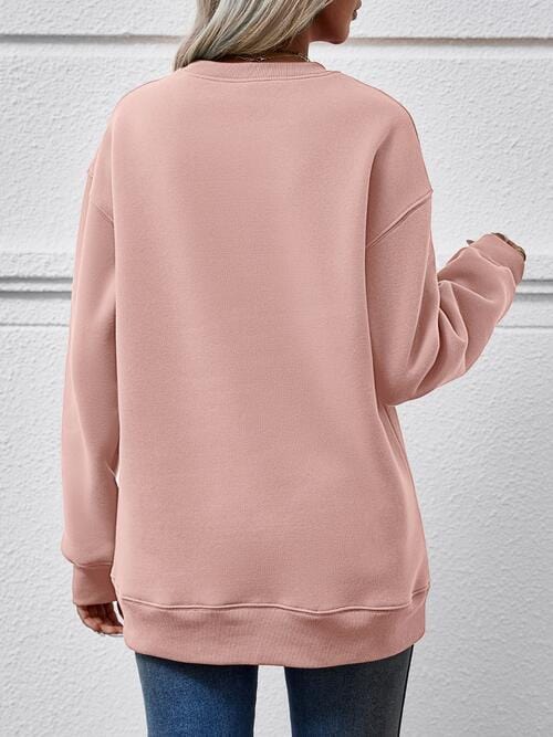 Gray FELIZ NAVIDAD Round Neck Drop Shoulder Sweatshirt