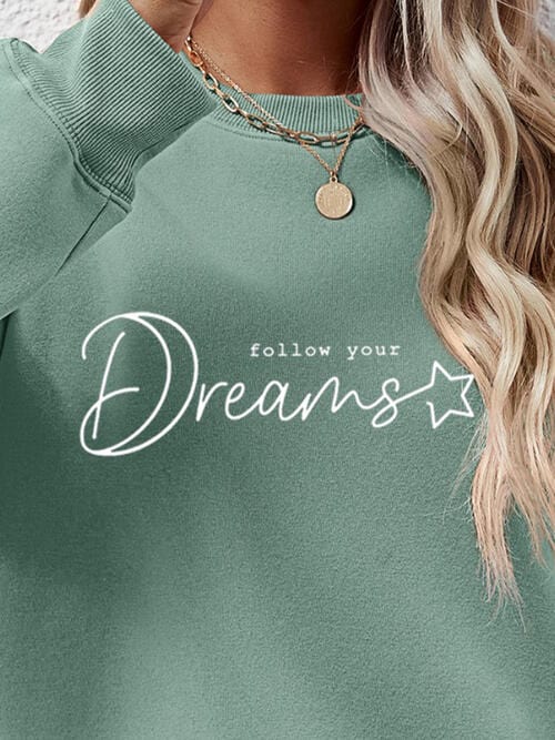 Slate Gray FOLLOW YOUR DREAMS Graphic Sweatshirt