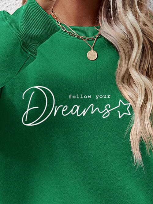 Dark Slate Gray FOLLOW YOUR DREAMS Graphic Sweatshirt