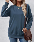 Light Gray Round Neck Long Sleeve Sweatshirt