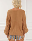 Sienna Fringe V-Neck Long Sleeve Sweater