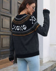 Dark Slate Gray Ghost Pattern Round Neck Long Sleeve Sweater