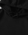 Black Graphic Drawstring Hoodie with Pocket