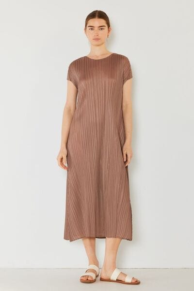 Light Gray Marina West Swim Pleated Cap Sleeve A-Line Dress