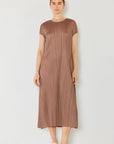 Light Gray Marina West Swim Pleated Cap Sleeve A-Line Dress