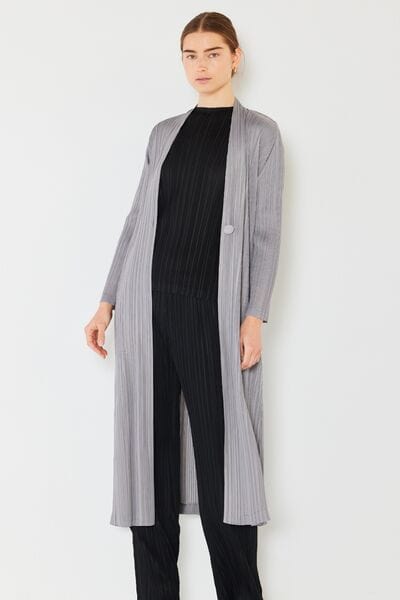 Light Gray Marina West Swim Pleated Long Sleeve Cardigan