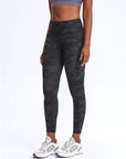 Dark Slate Gray Double Take Wide Waistband Leggings with Pockets