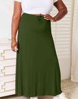Dark Slate Gray Double Take Full Size Soft Rayon Drawstring Waist Maxi Skirt Rayon
