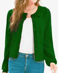 Dark Green Collared Long Sleeve Button Down Cardigan