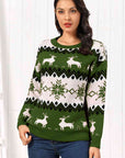 Beige Reindeer Round Neck Sweater