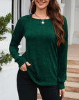 Black Texture Round Neck Long Sleeve Knit Top