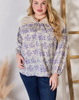 Gray Hailey & Co Full Size Lace Detail Printed Blouse