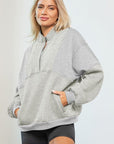 Light Gray Half Zip Dropped Shoulder Sweatshirt