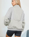 Light Gray Half Zip Dropped Shoulder Sweatshirt