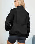 Light Gray Half Zip Dropped Shoulder Sweatshirt