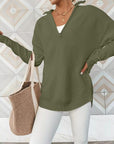 Light Gray Half Zip Long Sleeve Knit Top