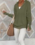 Dark Gray Half Zip Long Sleeve Knit Top