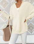 Light Gray Half Zip Long Sleeve Knit Top