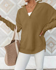 Light Gray Half Zip Long Sleeve Knit Top