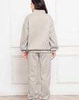 Light Gray Half Zip Long Sleeve Sweatshirt and Pants Set