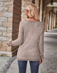 Rosy Brown Half-Zip V-Neck Long Sleeve Top